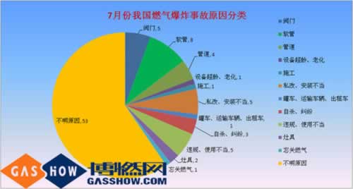  2016年度7月份我國燃氣爆炸事故分析原因分類